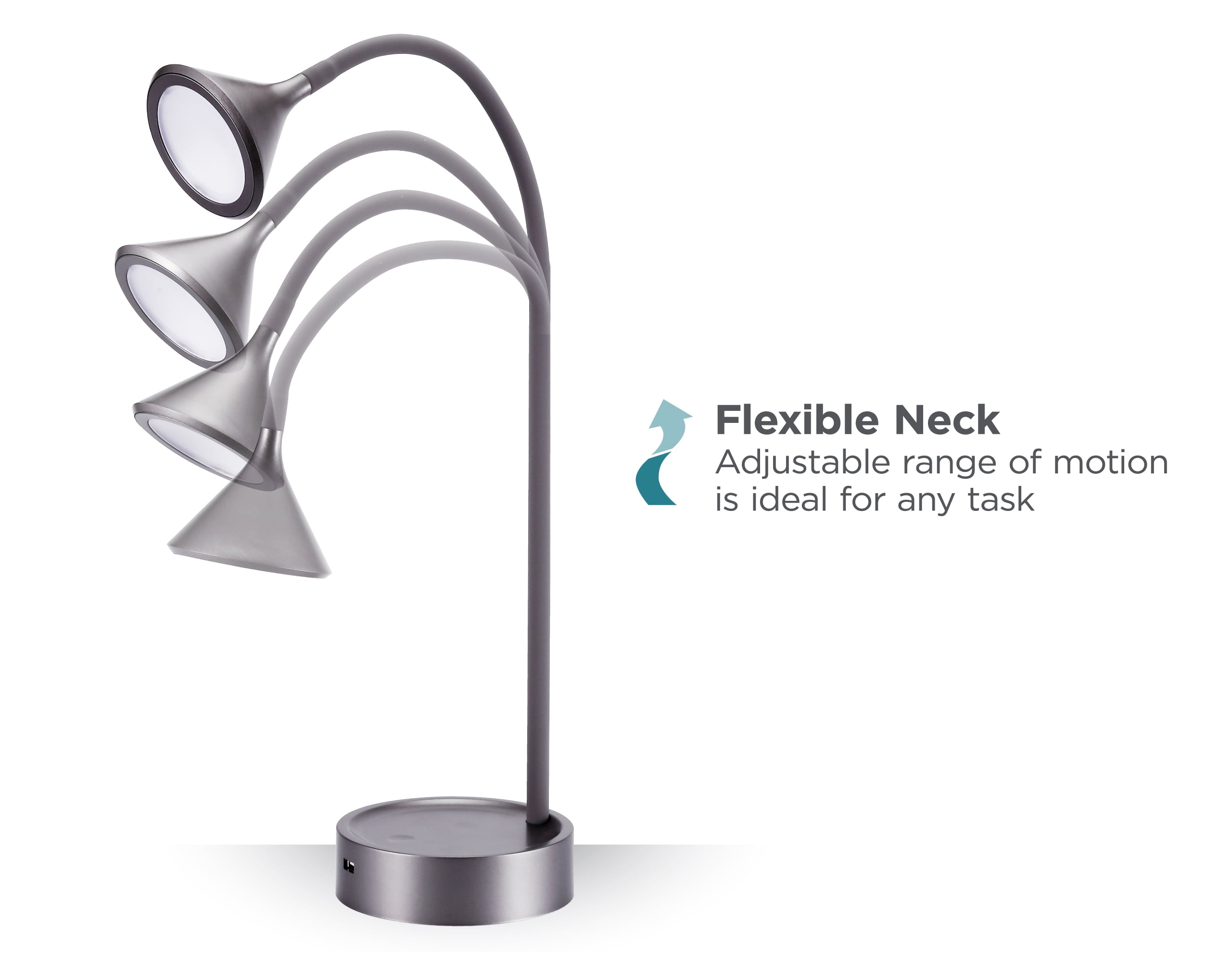BLACK+DECKER Flexible Gooseneck LED Desk Lamp, 5W, Gray (VLED1812GRAY-BD)