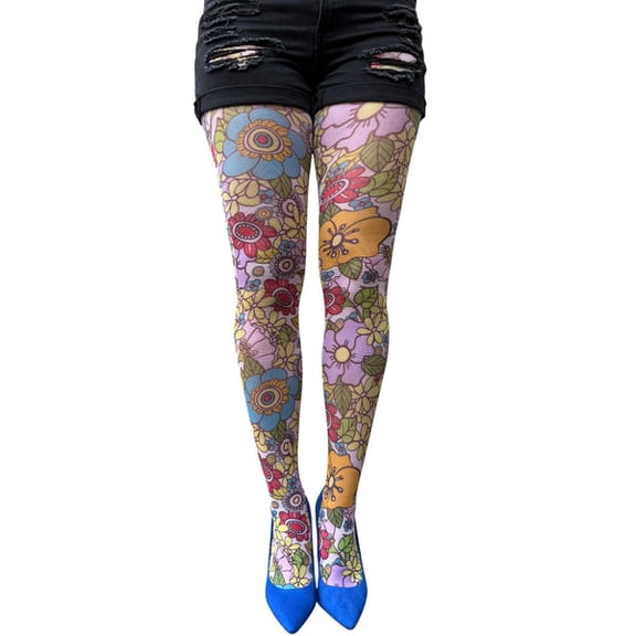 Multicolored Flower Power Tights