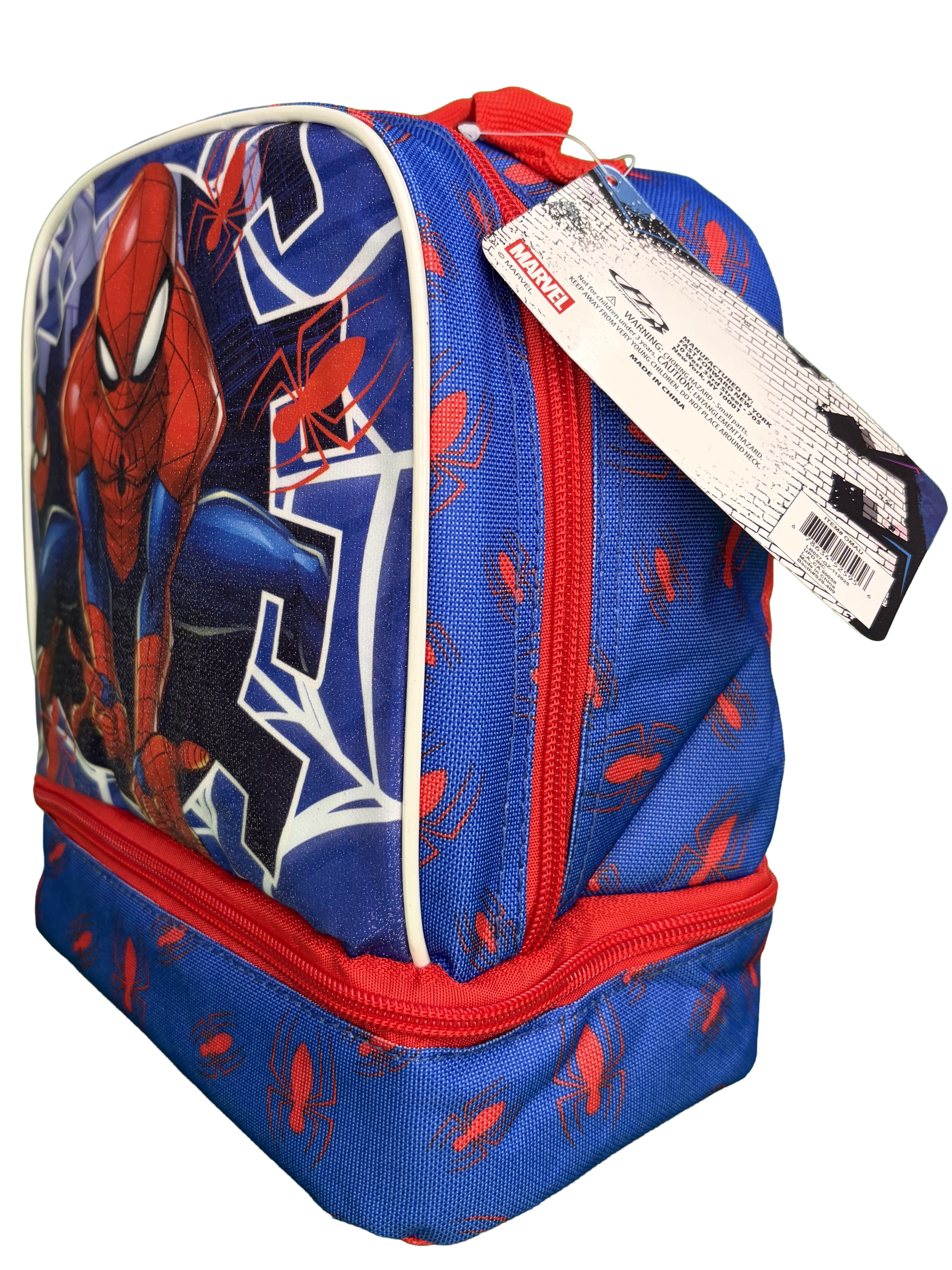 Spiderman Kids Insulated Lunch Bag with Handle, Drop Bottom Lunch Bag Design