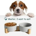 thumbnail image 3 of Zootealy Ceramic Cat Dog Bowl with Anti-Slip Bamboo Stand, 3 of 6