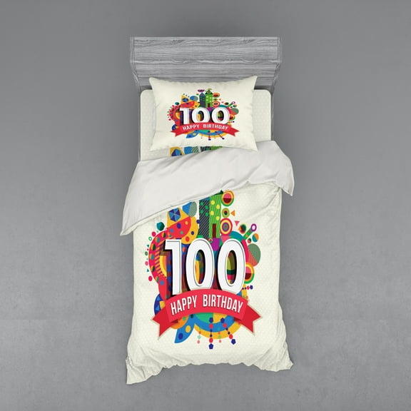 Ambesonne Colorful Bedding Set 3 Pcs, Digital Print Shapes, Twin XL, Multicolor