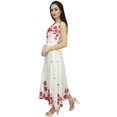 thumbnail image 2 of Bimba Women's White Maxi Dress Floral Print Sleeveless V-Neck Holiday Dress-4, 2 of 6