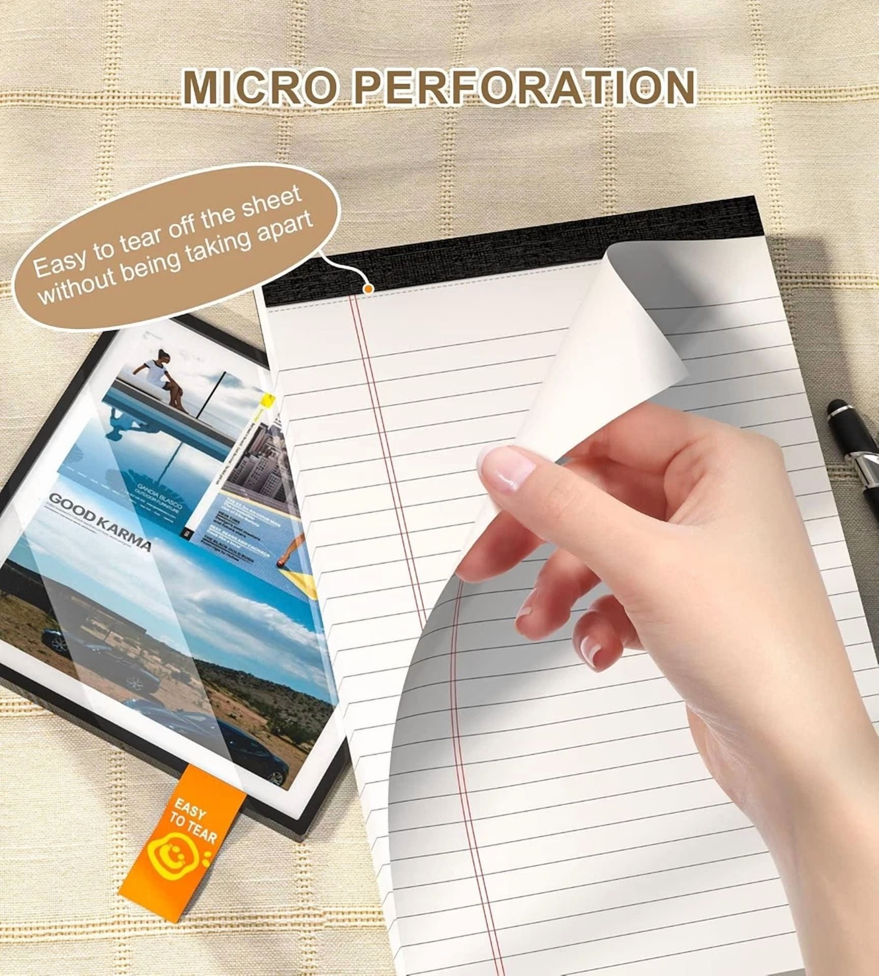 CIRCLE- Note Pads 5X8 Small Legal White Notepad, 6 Pack, Narrow In,