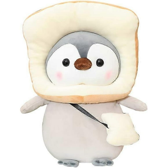 Cute Penguin Plush Stuffed Animal Penguin with Funny Toast Outfit, Gifts for Kids, 9.8 Inches