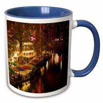 3drose, Usa, Texas, San Antonio Riverwalk Area / Evening - Us44 Wbi0260 - Walter Bibikow, 15oz Two-tone Blue Mug