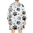 thumbnail image 2 of Grey Dog Paw Footprint Wearable Oversized Blanket,Wearable Blanket Hoodie for Adults,Cozy Hooded Blankets with Super Pockets,Super Warm Fuzzy Pullover for Women & Men, 2 of 6