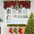 thumbnail image 3 of Christmas Tie Up Valances Curtain, Winter Santa Gnome Pine Tree Xmas Snowfall Red Plaid Adjustable Rod Pocket Short Window Treatment Tie Up Curtains Valances for Kitchen Living Room Bathroom 42x12 In, 3 of 9