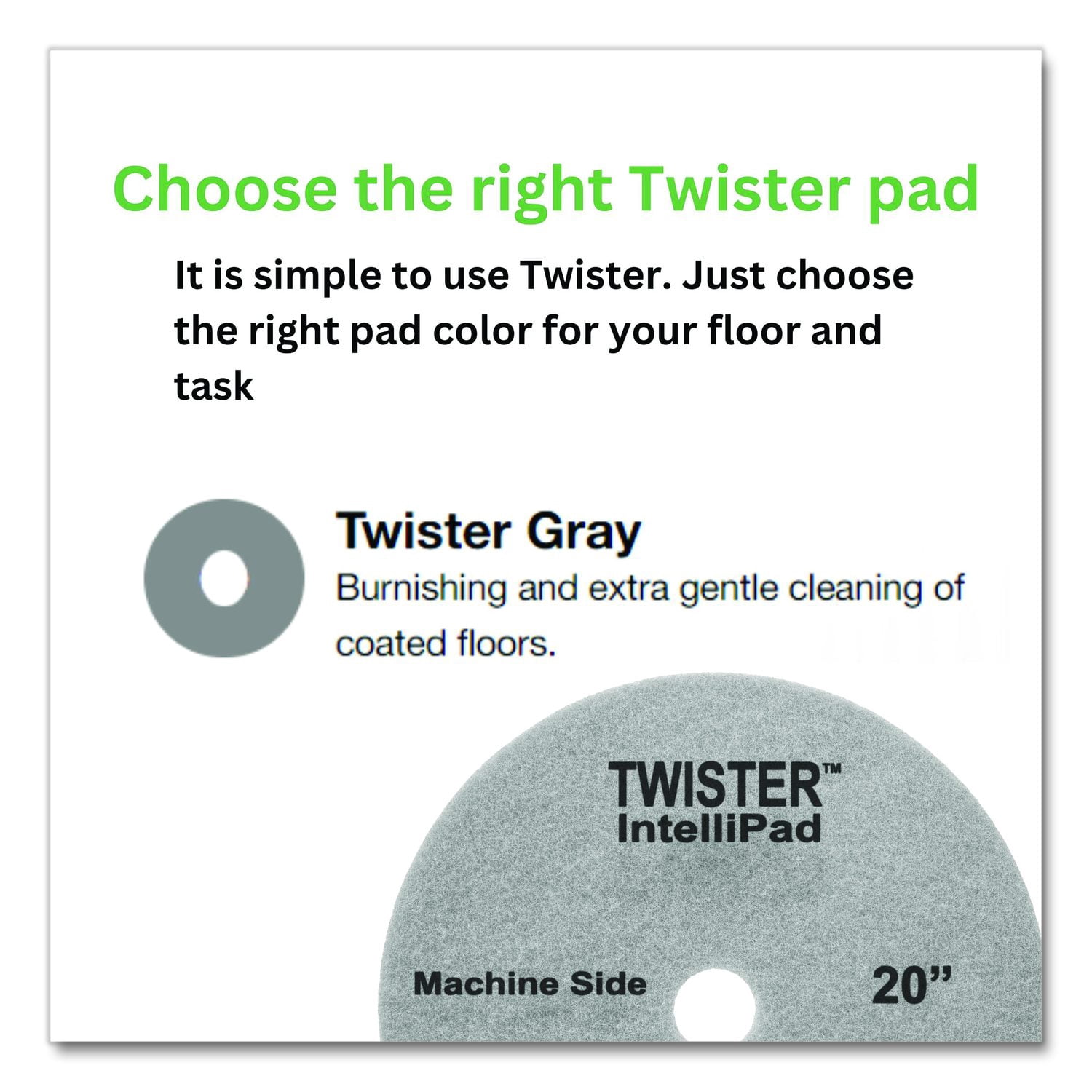 Diversey™ Twister Intellipad, 20" Pad, 2/Carton