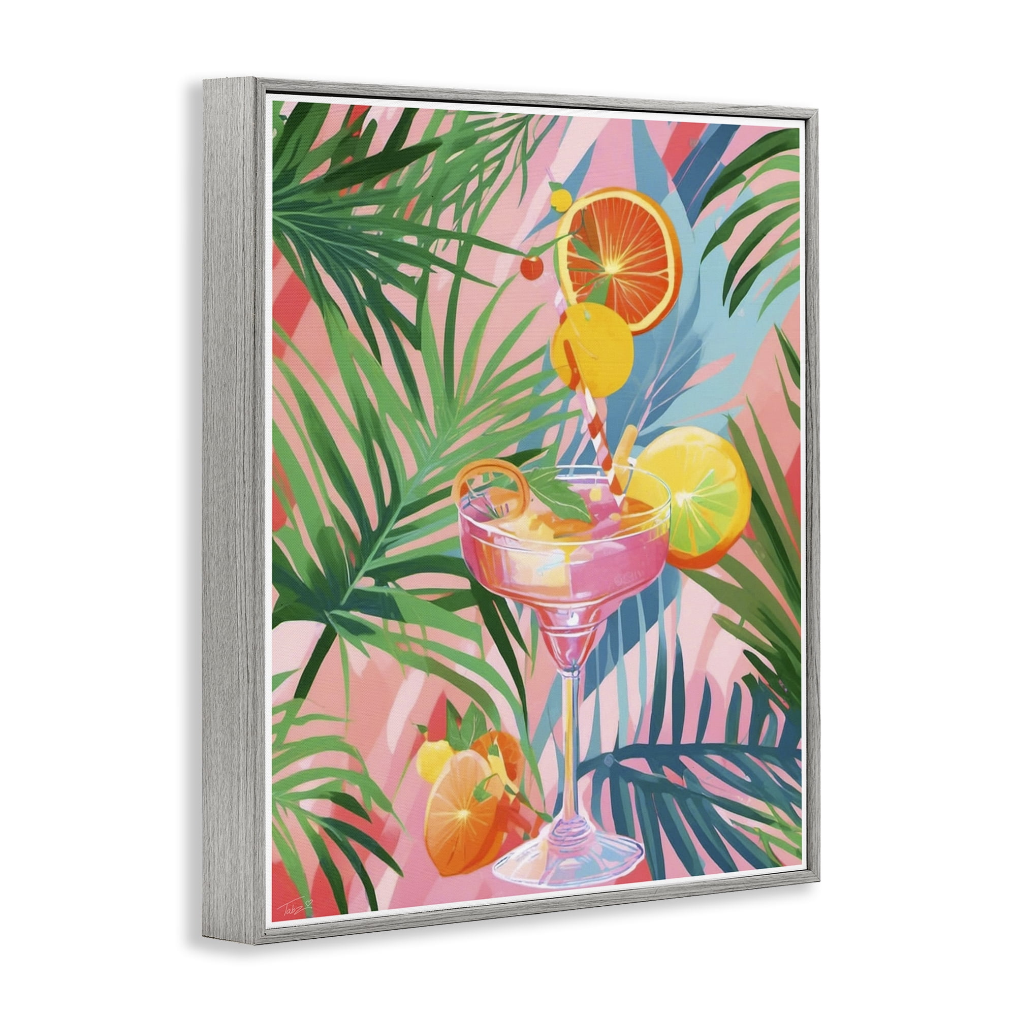 Stupell Industries Jungle Citrus Cocktail Gray Framed Giclee Art, design by Tabz Jones