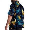 thumbnail image 3 of Starry Bees in the Sky Men's Short Sleeve Poplin Shirt - Casual Printed Button Down Short Summer Beach Shirts Unisex940, 3 of 6