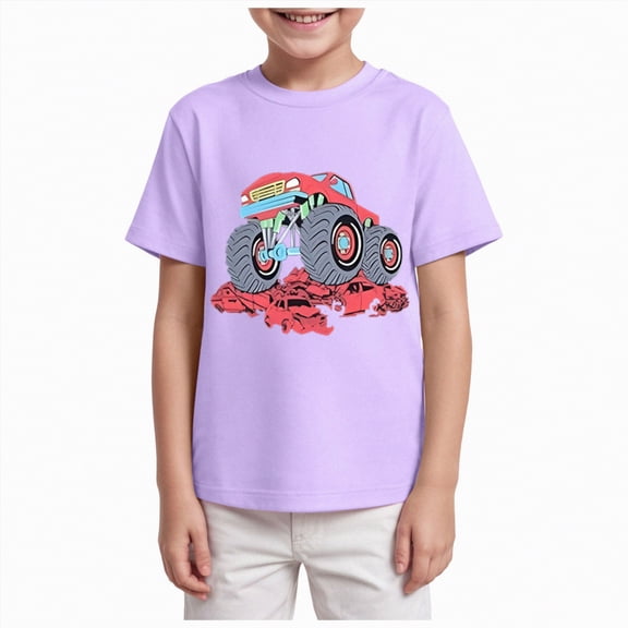 Kogui Toddler Tshirt Toddler Boys T Shirts Summer Short Sleeve Kids Baby Print Letter Shirt Tops Tee Clothes Size 7-8 (Light Purple,7-8 Years)