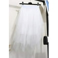 thumbnail image 4 of LBKKC Women's Tulle Skirt Formal High Low Asymmetrical Midi Tea-Length Elastic Waist Skirt Off White, 4 of 5