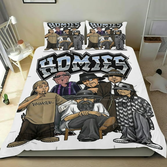 Homies Themed Bed Sheet Set Three Piece Set 53x79 In ches Comfortable And Skin Friendly Unique Design Creating A Star Studded Night Home Decor Gifts For Family Friends fans