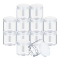 Empty 12-Pack Transparent Plastic Storage Spice Jar Wide Mouth Plastic Container with Lid for Beauty Products, DIY Mucus Manufacturing or Other Uses,12 * plastic bottle,Transparent