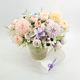 thumbnail image 1 of Combinación de capullos de rosas y hortensias artificiales, ramo de flores con asa pequeña, flores falsas para decoración del hogar, 1 of 5