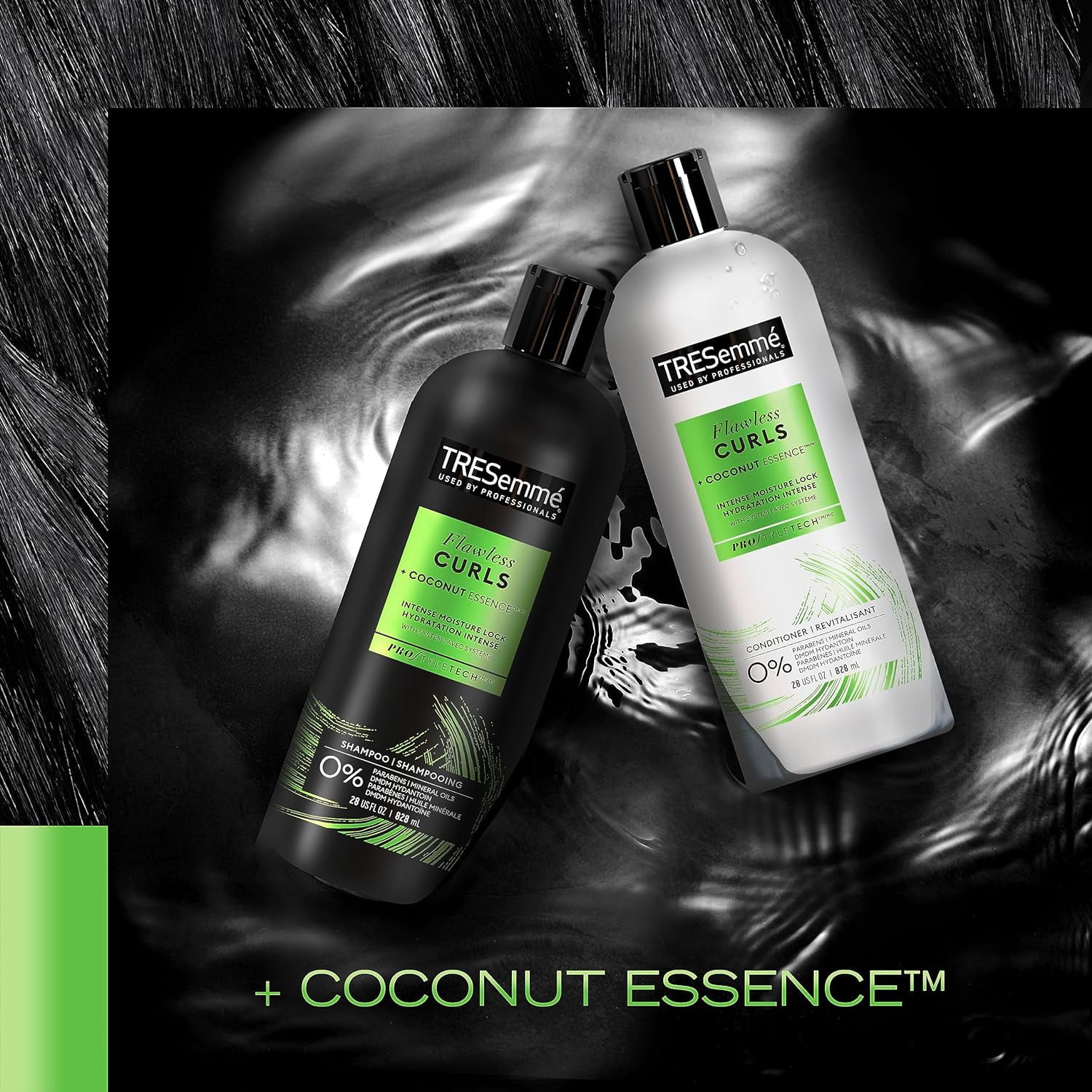 TRESemmé Flawless Curls Shampoo and Conditioner Set, Curly Hair Products with Coconut Oil Leaves Curls Defined, Sulfate Free, Frizz Free, 28 Fl Oz Ea