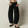 thumbnail image 2 of Wide Leg Barrel Jeans for Women Cropped Mid Waisted Baggy Jeans Ankle Casual Denim Pants Plus Size Jeans Wide Leg Pants, 2 of 7