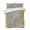 thumbnail image 2 of Quilts Queen Size, Yellow Gray Floral Soft Comforter Bedding Set for Bed, Farmhouse Retro Abstract Flowers Art Lightweight Quilted Bedspread with Pillow Cover(2 Pieces) for All Season, 90x96 Inch, 2 of 6