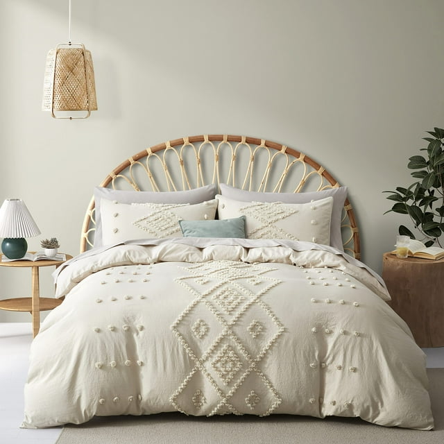 Juego de fundas de edredón Oli Anderson con capitoné tamaño king, color beige, 265 x 230 cm