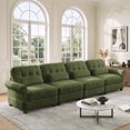 thumbnail image 4 of HUMEHA 126.7" Sectional Sofa with Ruffled Edge Chenille, 4-Seat Cloud Couch with Rolled Arms & Lumbar Pillow for Living Room, Green, 4 of 15