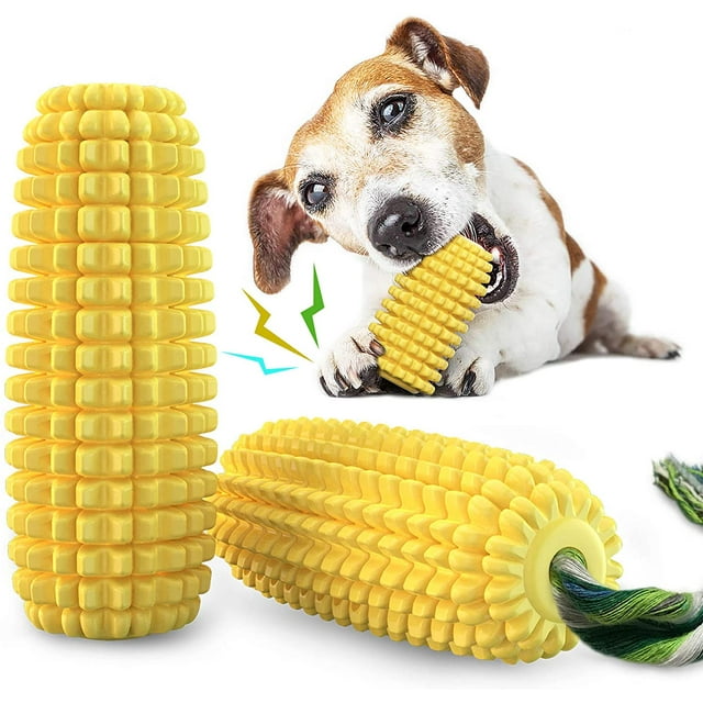 Juguetes masticables para perros - Palitos de maíz - Resistentes - Chirriantes - Para razas pequeñas y grandes