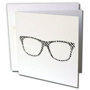3dRose Black and White Zebra Print Eye Glasses Illustration - Greeting Card, 6 by 6-inch