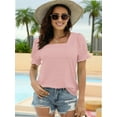 thumbnail image 3 of Women Summer Square Neck Ruffled Tops Short Sleeve Blouse Casual T-Shirt Top, 3 of 5