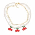 thumbnail image 1 of Collier Multicouche Mode Fausse Perle Collier Cerise Collier de Perles pour Femmes, 1 of 10