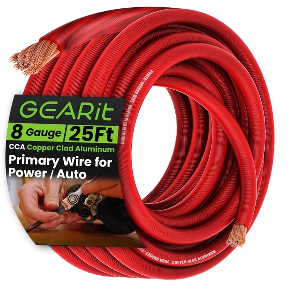 Aluminio revestido de cobre Wire GearIt calibre 8 (7 m, rojo translúcido)