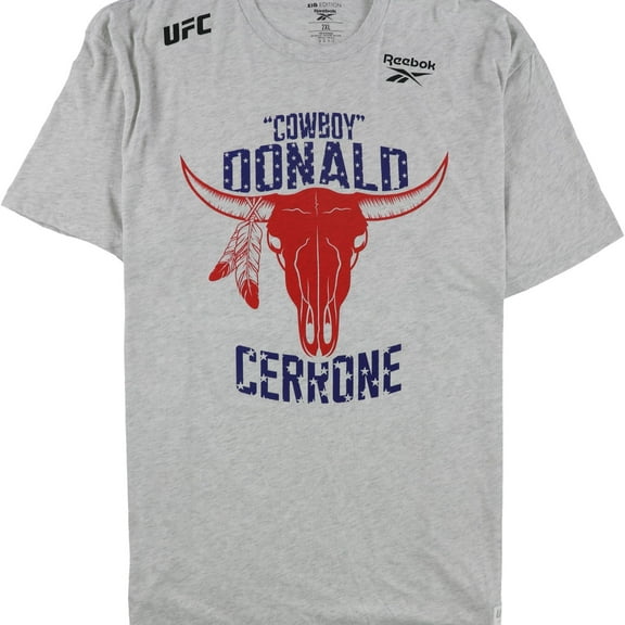 Reebok Mens Cowboy Donald Cerrone Graphic T-Shirt, Grey, Small