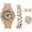 ST10327 Gold, variant on Bling-ed Out It's Lit! Hip Hop Watch & Jewerly Set w/Cuban Chain Bracelet, Kite Bling Earrings & Ring - GJM13, 8967, Silver, Ring Size-8