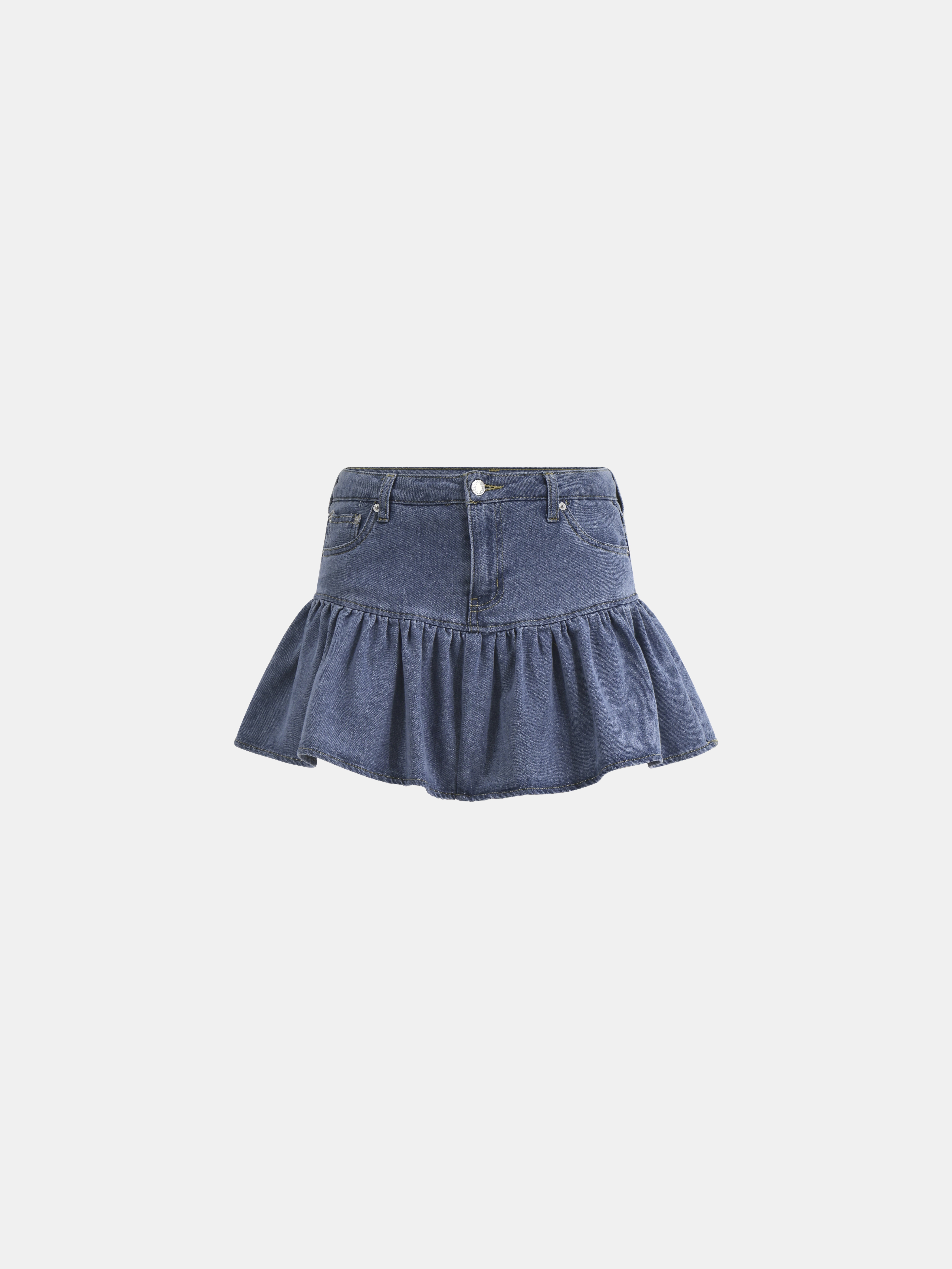 No Boundaries Ruffle Yoke Mini Skirt, Women's
