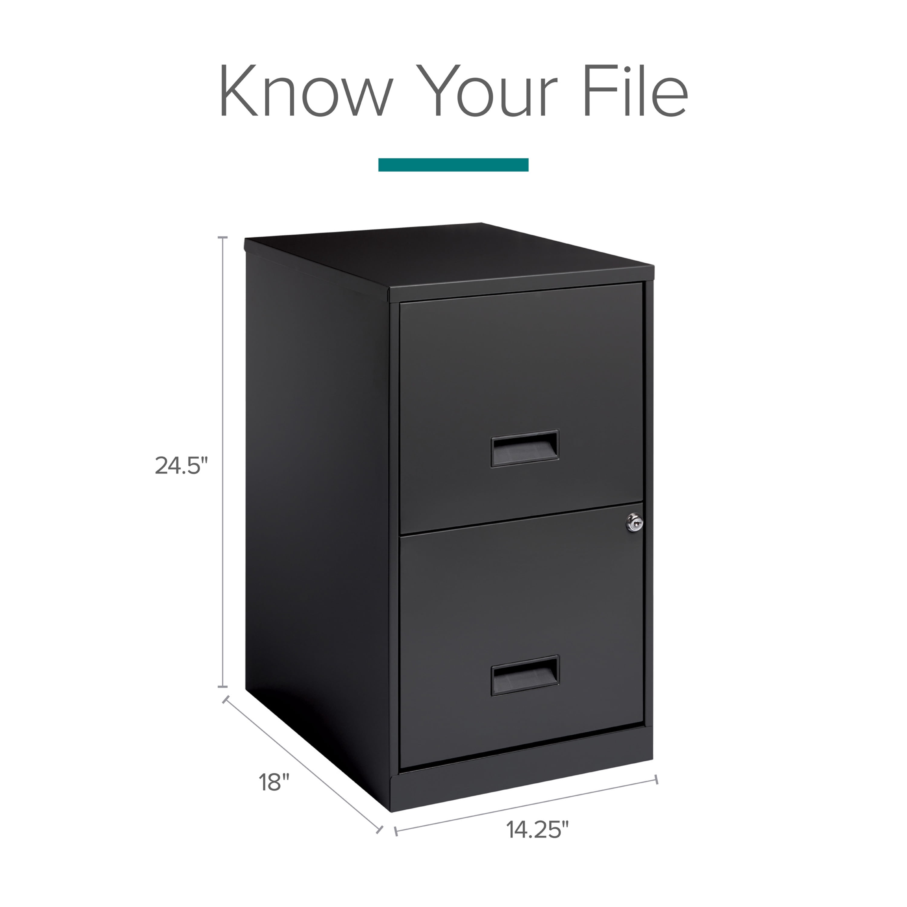 Space Solutions 18" Deep 2 Drawer Letter Width Vertical File Cabinet, Charcoal