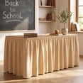 thumbnail image 4 of Farmhouse Gathered Table Skirt, Solid Plain Decorative Table Cover, for Wedding, Buffet, Home Party Display, 4 of 6