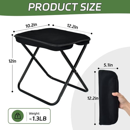 AMZDOER FOLDING CAMPING STOOLS, PORTABLE OUTDOOR CAMPING CHAIR WITH CARRY BAG, ALUMINUM ULTRALIGHT BACKPACKING STOOL, COLLAPSIBLE CAMP STOOLS OUTDOOR FOOTSTOOLS FOR WALKING HIKING FISHING PICNIC BARBECUE