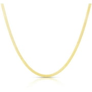 .925 14K Gold Plated Sterling Silver Flexible Flat Magic Herringbone Chain Necklace (3.2mm Gold Plated,16 Inches)