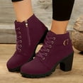 thumbnail image 2 of Mostsola Womens Combat Boots Lug Sole Heel Ankle Boots Lace up Zipper Round Toe Short Boots, 2 of 6