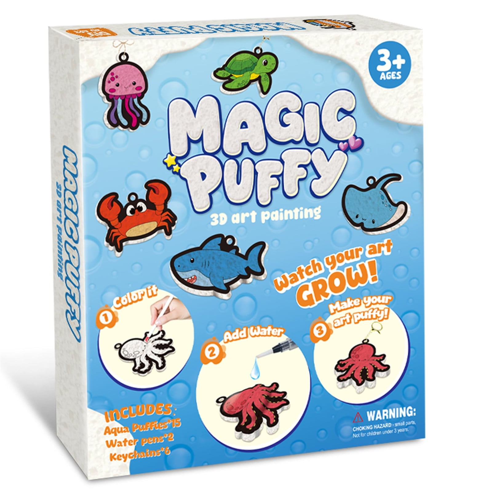 Anmrize Magic Foam Texture Painting Kit - 3D Art Craft Aqua Puffs Paint Kit, 15 Mess-Free Paint by Number Craft for DIY-Style B