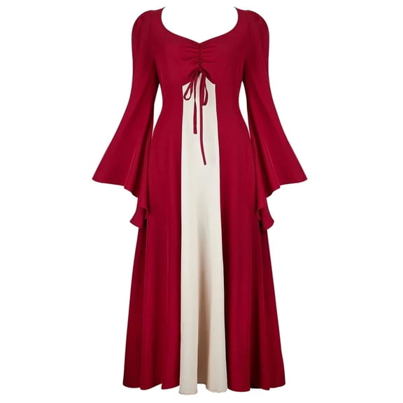 Dresses for Women Palace Style Long Sleeve Solid Color Elegant Halloween Party Gown Fashion Dress