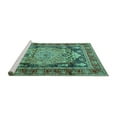 thumbnail image 2 of Ahgly Company Machine Washable Indoor Square Medallion Turquoise Blue Traditional Area Rugs, 8' Square, 2 of 4