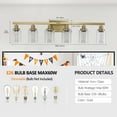 thumbnail image 2 of 37" Gold 6-Light Bathroom Vanity Light Fixture, Modern Wall Sconce with Clear Glass Shades, Bathroom Light Fixtures Over Mirror for Vanity, Dressing Table, Hallway (Bulbs Not Included), 2 of 9