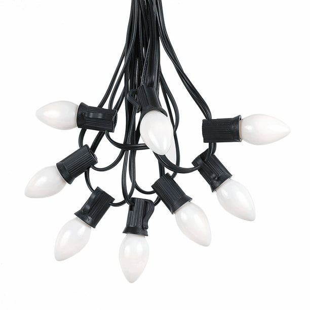Novelty Lights C7 White Ceramic Christmas Lights Set Indoor/Outdoor Christmas Light String