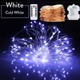 thumbnail image 3 of Guirnalda de luces navideñas con pilas, resistente al agua, 8 modos, mando a distancia, 50 LED, 100 LED, luces interiores, luces parpadeantes de cobre, 3 of 5