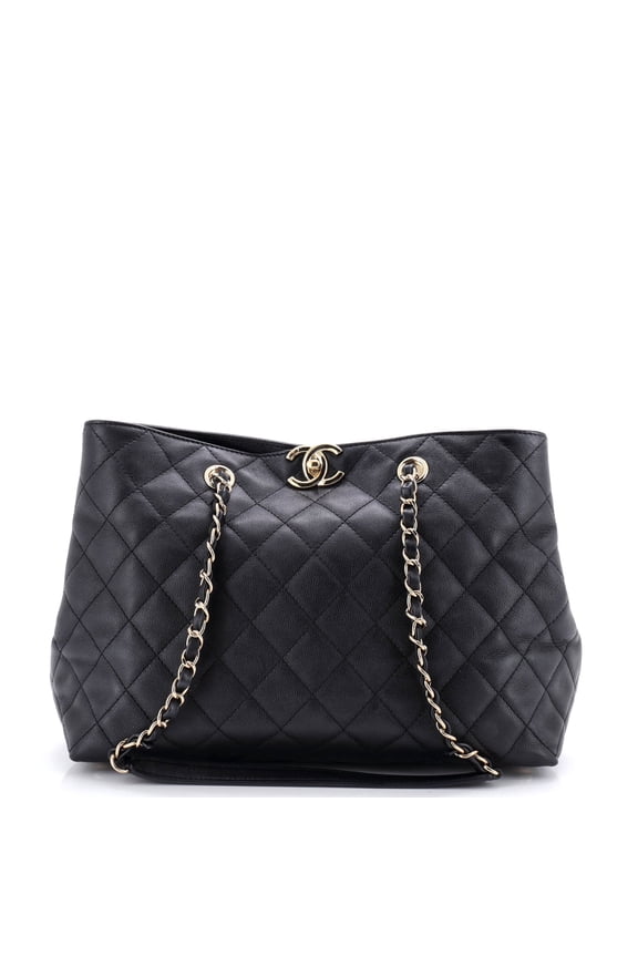 Pre-Owned Classic CC Shopping Tote Quilted Caviar Medium By Rebag