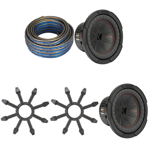 Kicker (2) 48CWR84 CompR 8" Subwoofer, DVC, 4-ohm - Includes Speaker Wire & Grill
