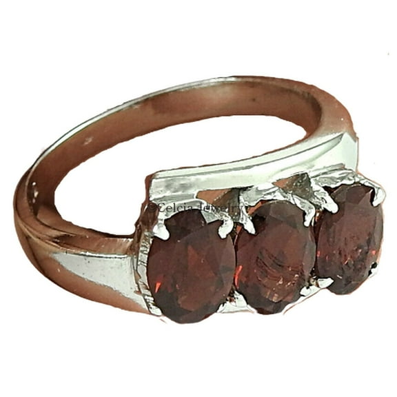 Natural Garnet Gemstone Ring, Solid 925 Sterling Silver, Couples Gifts, Multi Stone Ring, Stackable Ring, Semi Precious Stone, January Birthstone, Valentines Day Gifts For Mother (garnet, 7)