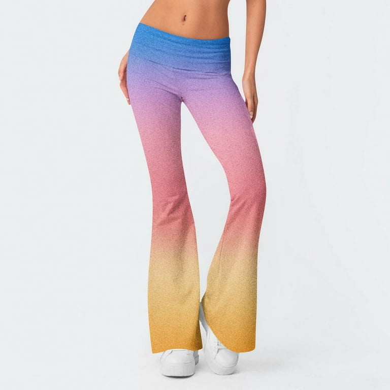 UoCefik Flare Leggings for Women Color Y2k Fold Over Yoga Pants Workout  Solid Color Wide Leg Bell Bottom Lounge Low Rise Cotton Pants Gym  Sweatpants Pink S 
