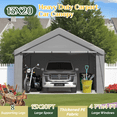 thumbnail image 4 of Erommy 13' x 20' Heavy Duty Portable Outdoor Garage Carport with Roll-up Windows, Side Doors and Removable Sidewalls for Car, Gray, 4 of 10