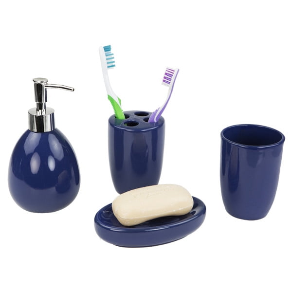 4 Piece Bath Accessory Set, Navy