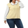 thumbnail image 5 of Agnes Orinda Women's Plus Size Sweater Vest Cable Knit Sweater Sleeveless Pullover Vests 4X Khaki, 5 of 7